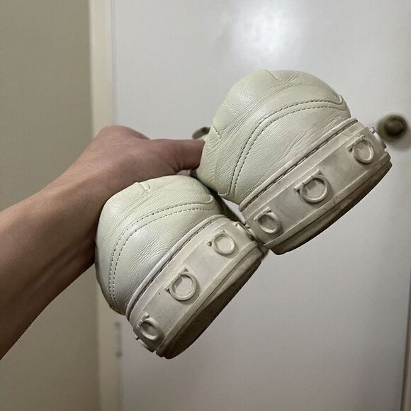 Salvatore Ferragamo White leather lace up logo trainers sneakers size US 7.5 - Picture 6 of 9